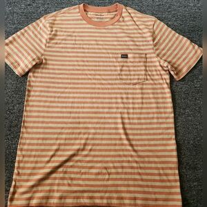 RVCA Men's Peach and Cream Striped Tee